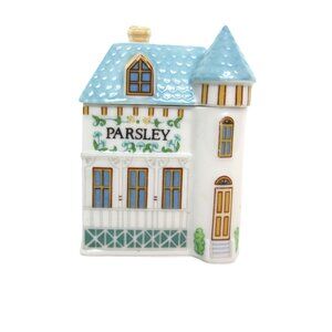 Original Lenox Spice Village Parsley Spice Jar Cottage House Ceramic
